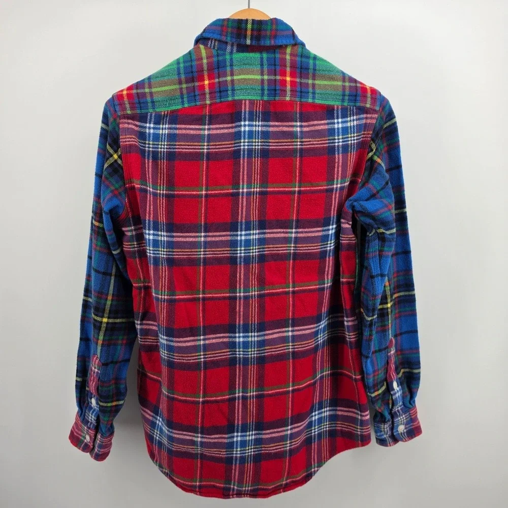 Polo Ralph Lauren Mens S Patchwork Plaid Flannel Shirt Multi Color Classic Fit